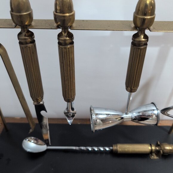 Vintage Mid Century Brass Sterno/Maxwell-Phillip Cocktail Barware Set - Picture 3 of 6